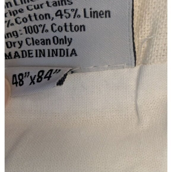 Quince Coastal Stripe Linen Cotton Curtain Size: 48x84 Ivory/Light Blue 2 Panels - Picture 6 of 7